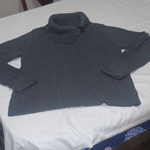 Studio Works Charcoal Cowl Neck Sweater.Size Large  100 Percent Cotton .